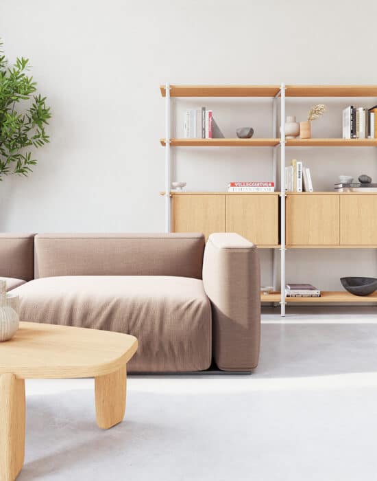 Een modulaire wandkast die zich makkelijk aanpast aan de ruimte en het doel waarvoor je het wenst. Een wandkast om mee te pronken in al zijn schoonheid. Mödula is gecreëerd met het doel om ronde buizen te combineren met een simplistische montage en demontage mogelijkheden. Het kastelement kan je op elke gewenste plank plaatsen (mits het tussen twee legplanken ligt. In elk systeem hoort een kastelement dit zorgt ervoor dat het een stabiele constructie blijft.