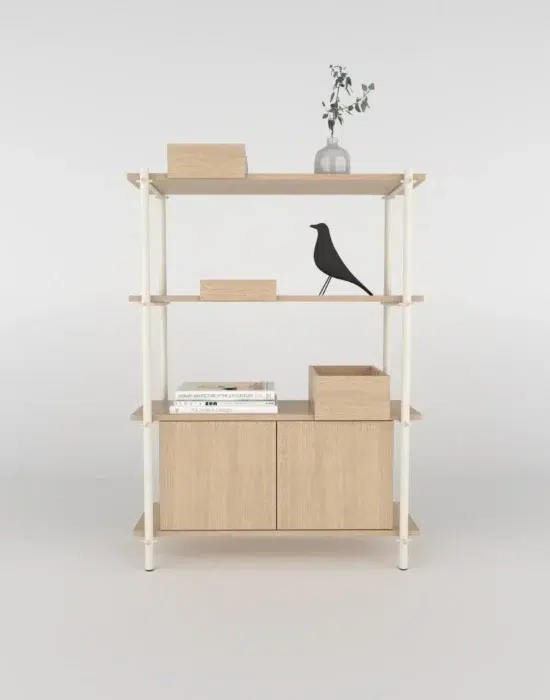 Nu kan je de modula wandkast uitbreiden met accessoires. Een mooie schap of een extra kastelement, de keuze is aan jou. De schappen kan je makkelijk optillen. Het maakt modula spannender door variatie