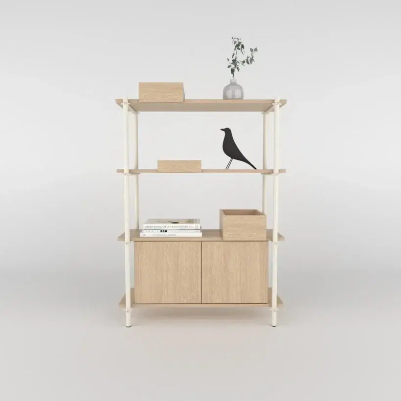 Nu kan je de modula wandkast uitbreiden met accessoires. Een mooie schap of een extra kastelement, de keuze is aan jou. De schappen kan je makkelijk optillen. Het maakt modula spannender door variatie