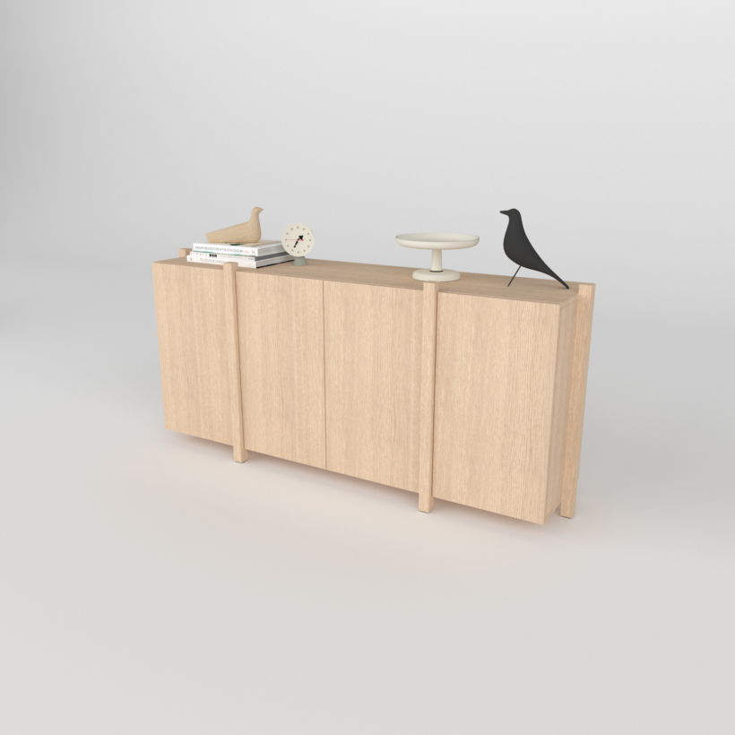 Elegant en Functioneel dat is deze moderne eiken dressoir Sento. Breng stijl en functionaliteit samen met deze moderne houten dressoir. Het ontwerp met genoeg ruimte is perfect voor het opbergen van items die je uit het zicht wilt houden. De kast is gemaakt van massief en gefineerd eiken met een natuurlijke afwerking, waardoor hij moeiteloos past in zowel moderne als Scandinavische interieurs. De verticale staanders geven de wandkast Sento een minimalistische en strakke look, terwijl de stevige constructie zorgt voor stabiliteit. Ideaal voor boeken, decoratie, planten of servies deze kast biedt volop mogelijkheden om jouw interieur een persoonlijke touch te geven. Deze wandkast Sento combineert design en praktisch nut, en is daarmee een echte blikvanger in elke ruimte.
