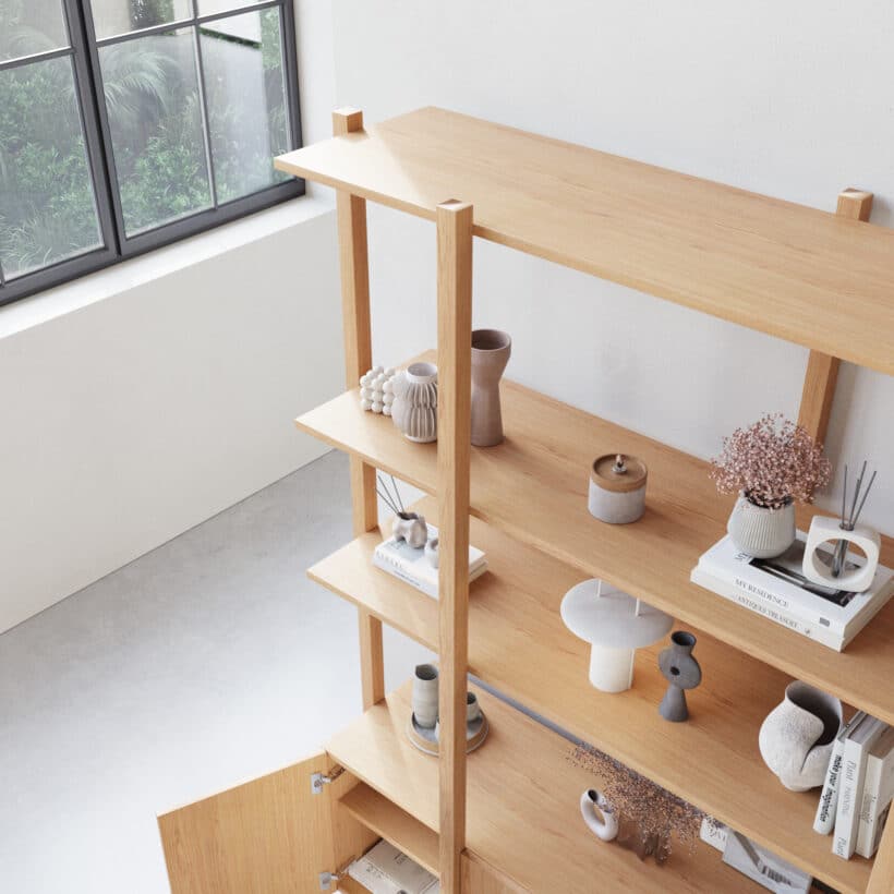 Wandkast Sento Elegant, Ruim en Functioneel dat is deze moderne eiken wandkast. Deze kast combineert design en praktisch nut.