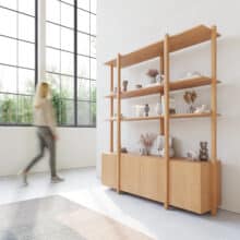 Wandkast Sento Elegant, Ruim en Functioneel dat is deze moderne eiken wandkast. Deze kast combineert design en praktisch nut.